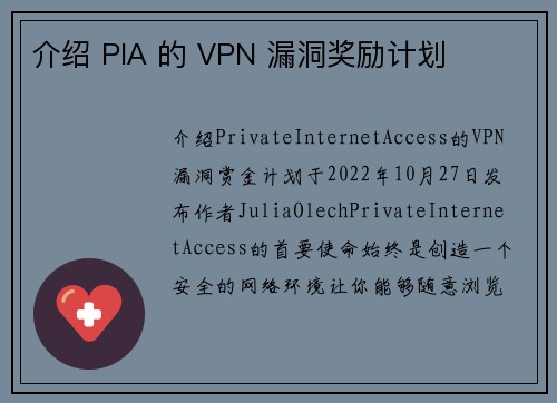 介绍 PIA 的 VPN 漏洞奖励计划 